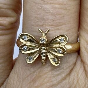 10K Yellow Gold Butterfly Ring  Size 6.25 T&C Town Country Delicate Dainty 2.07G